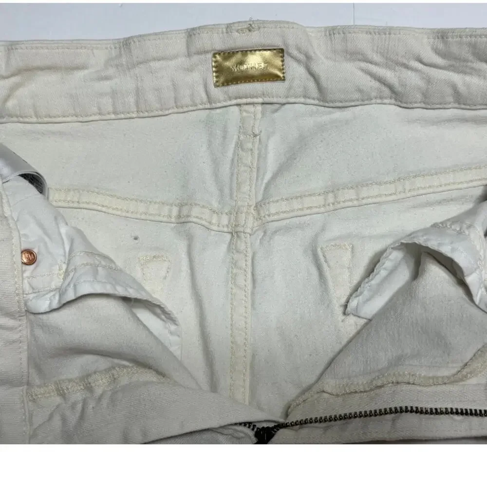 Mother High Wasted Looker Ankle Fray Whipping the Cream size 30